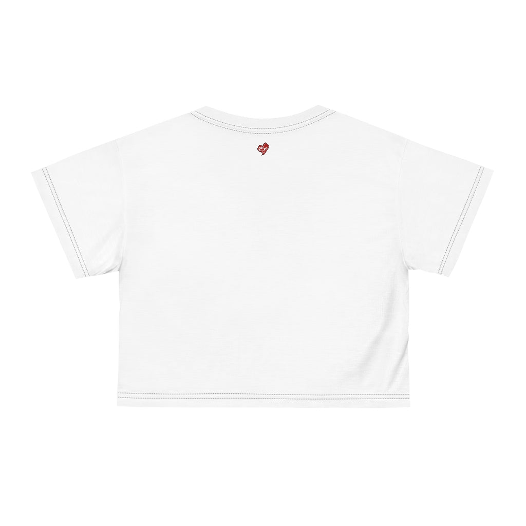 Regis Marcellus Women's Rights (black seams)AOP Crop Tee