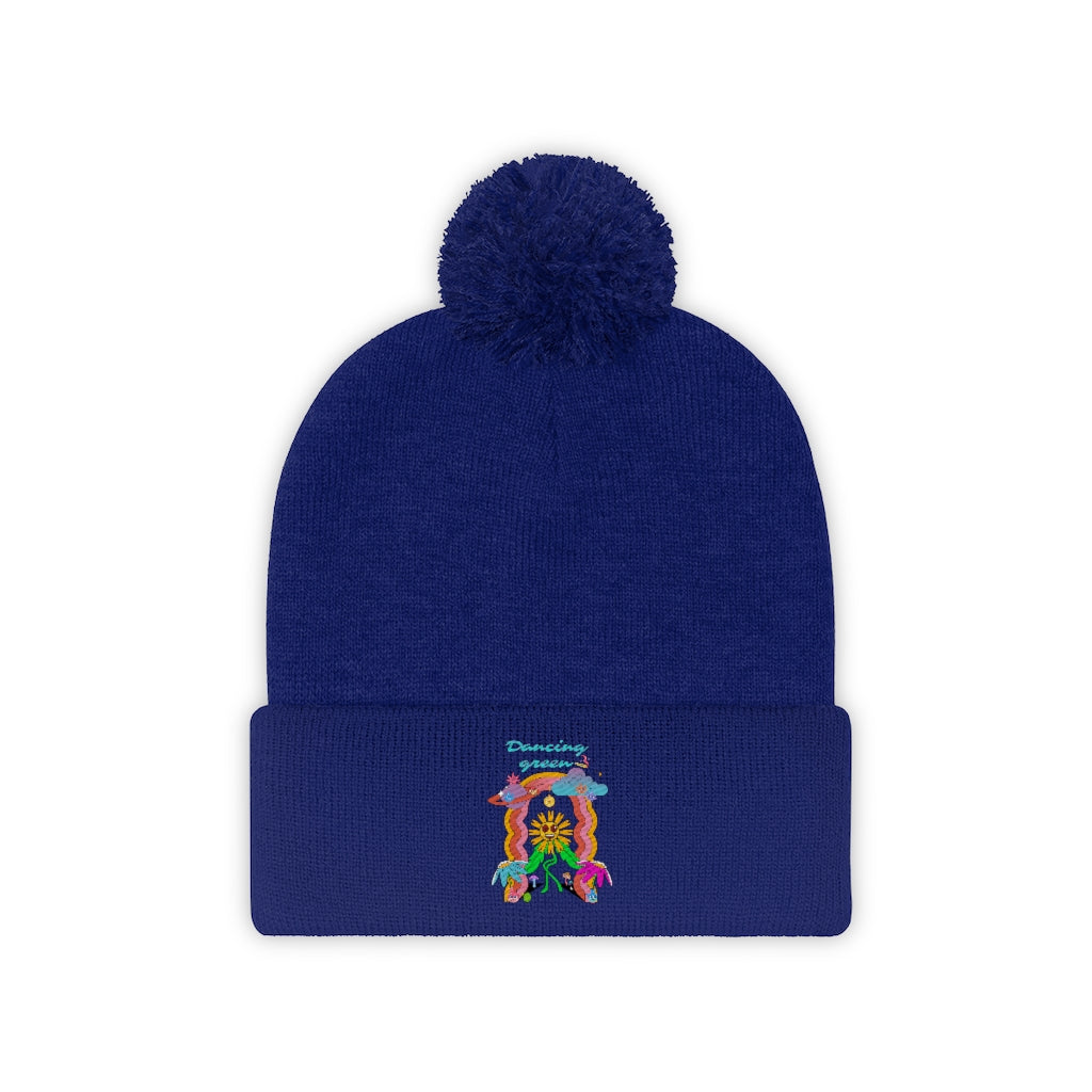 Dancing Green Pom Pom Beanie