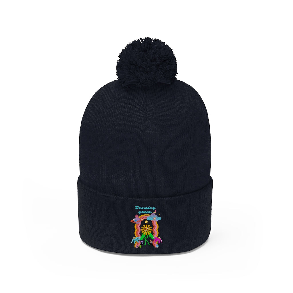 Dancing Green Pom Pom Beanie