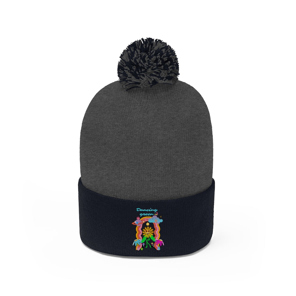 Dancing Green Pom Pom Beanie