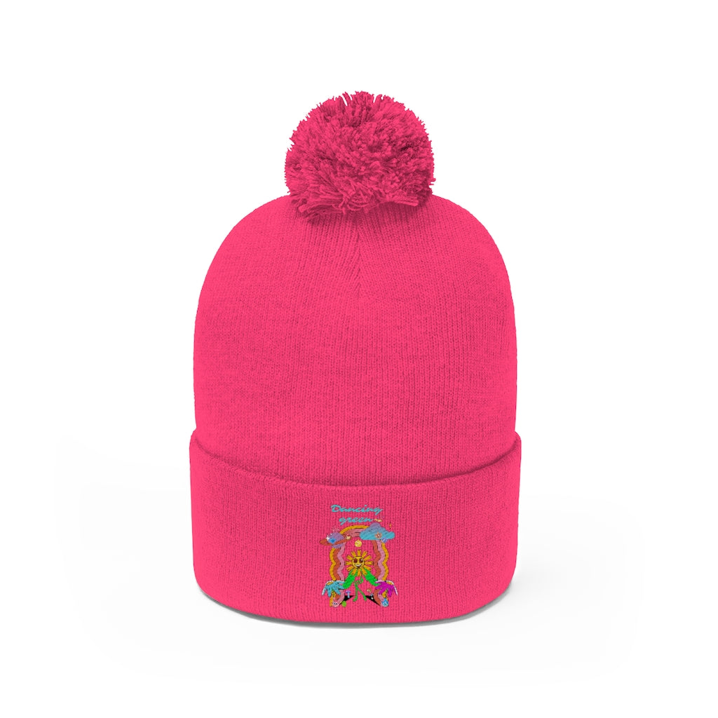Dancing Green Pom Pom Beanie