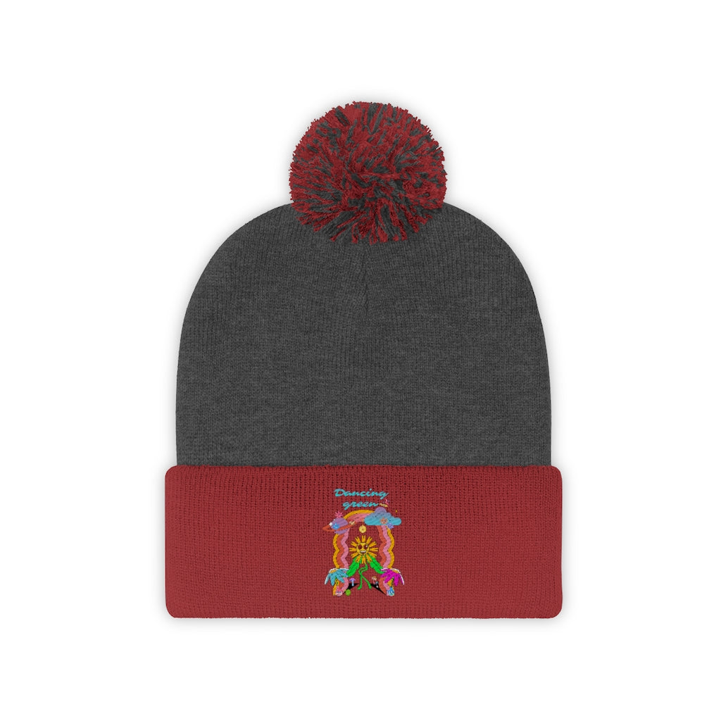 Dancing Green Pom Pom Beanie