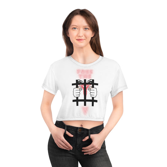 Regis Marcellus Women's Rights (black seams)AOP Crop Tee