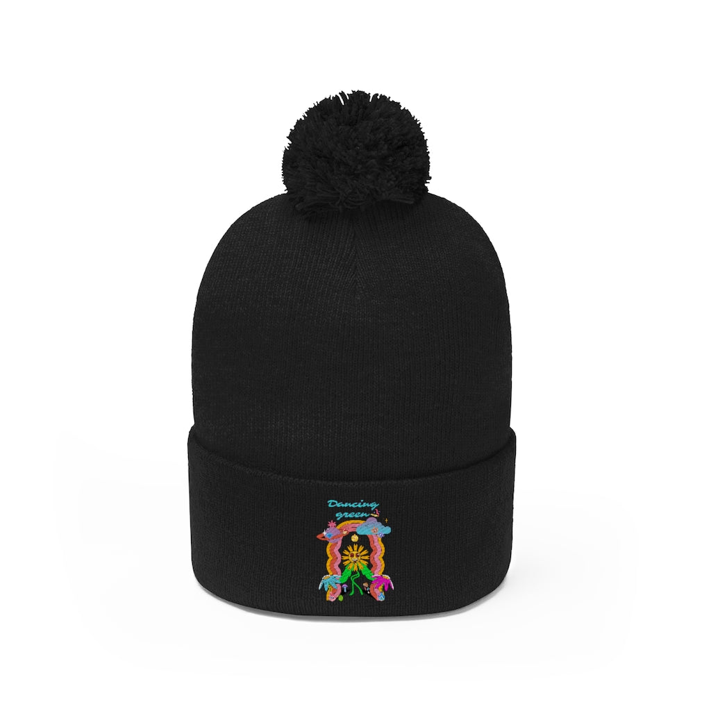 Dancing Green Pom Pom Beanie