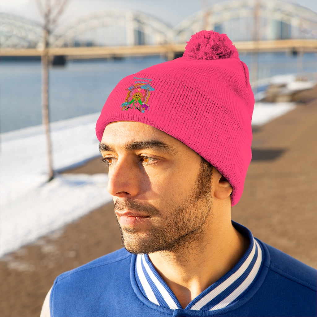 Dancing Green Pom Pom Beanie